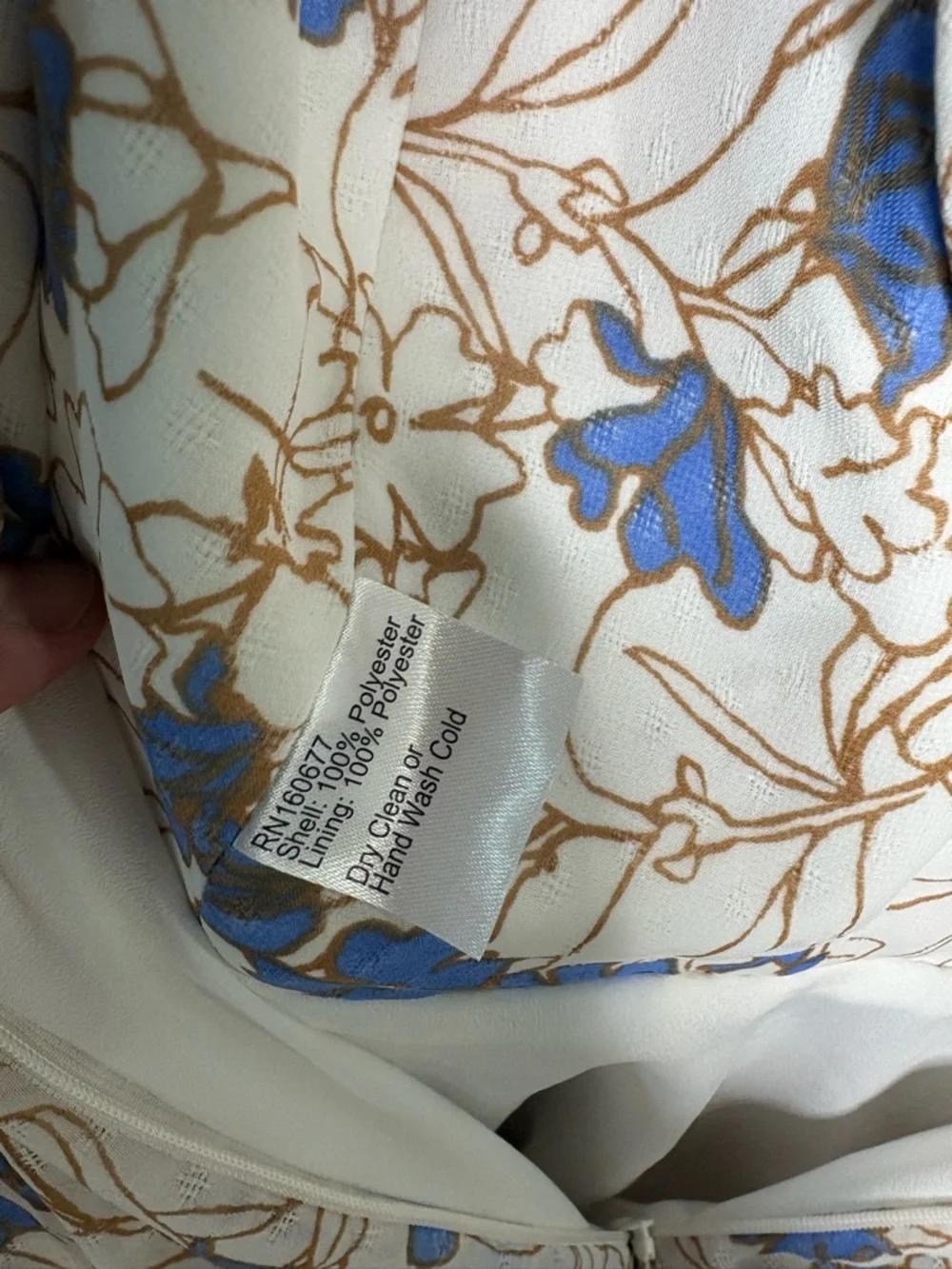 Adeirlina Cream Blue Floral Strappy Sleeve Mini Ruffle Dress size Small - Picture 12 of 12